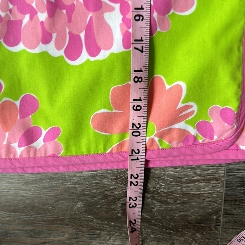 Lilly Pulitzer skirt wrap around A line green pink size 10 floral pronted spring - Picture 6 of 9